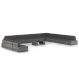 Gossi set mobilier de gradina cu perne, 14 piese, gri, poliratan