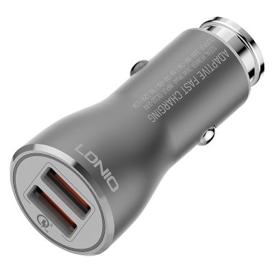 Incarcator Auto cu cablu MicroUSB Ldnio C407Q, 2 X USB, 36W, Quick Charge, Gri foto