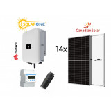 Kit sistem fotovoltaic 8 kW trifazat, invertor Huawei si 14 panouri Canadian Solar 550W