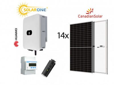 Kit sistem fotovoltaic 8 kW trifazat, invertor Huawei si 14 panouri Canadian Solar 550W foto