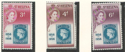 St Helena 1956 Mi 136/38 MNH - 100 de ani de timbre foto