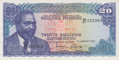 Bancnota Kenya 20 Shiling 1975 - P13b UNC foto