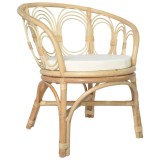vidaXL Scaun de sufragerie cu pernă, ratan natural și in 325475