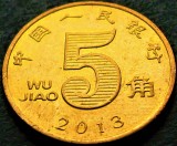 Moneda 5 WU JIAO - CHINA, anul 2013 * cod 4618, Asia