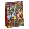 Sacosa Cadou, Model Mos Craciun in Casa, Glitter Holografic, Hartie, Multicolor, 30x12x42cm, Oem
