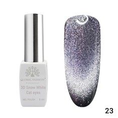 Oja semipermanenta, Snow White, 3D Cat Eye, Global Fashion 8ml, 23(FARA TPO)