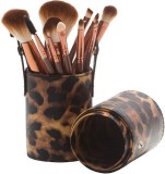 Set 12 Pensule Machiaj, Etui Depozitare Leopard, Makeup