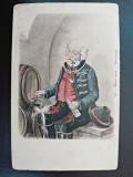 Carte postala barbat in crama, sfarsit de secol XIX