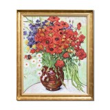Tablou celebru pictat manual inramat, Vaza cu margarete si maci - 70x60cm ulei pe panza, reproducere Vincent van Gogh