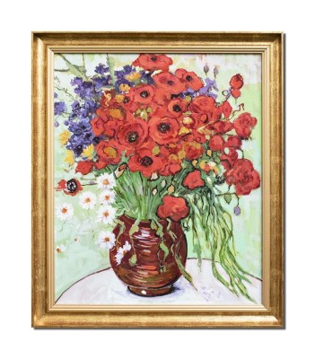 Tablou celebru pictat manual inramat, Vaza cu margarete si maci - 70x60cm ulei pe panza, reproducere Vincent van Gogh foto
