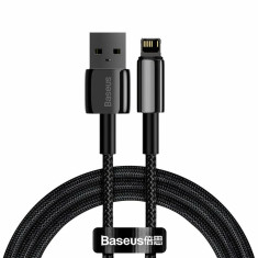 Cablu Alimentare si Date Baseus Tungsten Gold Fast Charging USB la Lightning Iphone 2.4A braided 1m Negru foto