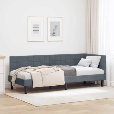 vidaXL Cadru de pat colțar cu headboard Gri &icirc;nchis 80 x 200 cm Catifea 42016409