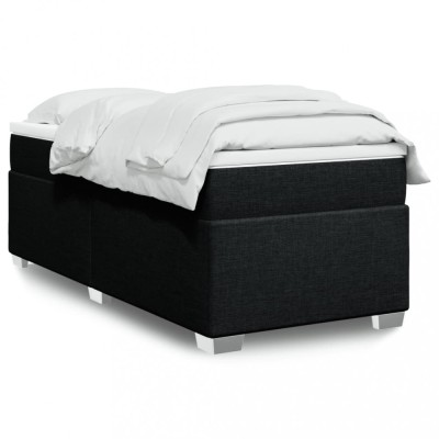 vidaXL Pat box spring cu saltea, negru, 100x200 cm, textil 3285111 foto