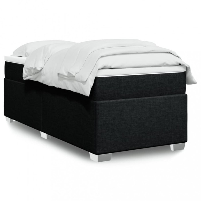 vidaXL Pat box spring cu saltea, negru, 100x200 cm, textil 3285111