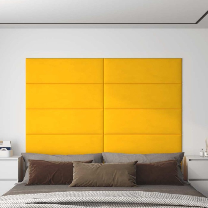 Panouri de perete 12 buc. galben 90x30 cm catifea 3,24 m&sup2;