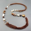 Colier Infinity hematit natural, perle cultura, argint 925 placat aur roz, 75cm, Made in Italy