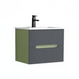 Leziter Trent Dulap Baie Baza cu Chiuveta Ceramica 60cm Verde Fistic Gri Antracit 2 Sertare Soft-close