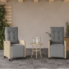 vidaXL Scaun de grădină rabatabil cu suport picioare,2 buc., poliratan 365245