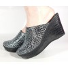 Saboti leopard negru platforma piele naturala SBM5A, 36 - 41