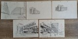 Cladiri si spatii urbane// desene in perspectiva, anii &#039;80, Peisaje, Acuarela, Altul