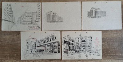 Cladiri si spatii urbane// desene in perspectiva, anii &amp;#039;80 foto