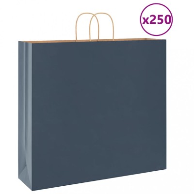 vidaXL Saci de h&amp;acirc;rtie 250 buc cu m&amp;acirc;nere Albastru 54x15x49 cm foto