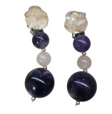 CERCEI CLIPS DIN METAL DECORAȚI CU AMETIST SI CUARȚ