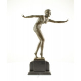 Dansatoare Feniciana-statueta Art Deco din bronz pe un soclu din marmura DC-30, Nuduri