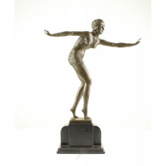 Dansatoare Feniciana-statueta Art Deco din bronz pe un soclu din marmura DC-30