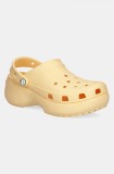 Crocs papuci Classic Platform Pearl Clog femei, culoarea portocaliu, cu platforma, 211231-78Z
