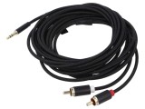 Cablu audio Jack 3,5mm la RCA x2, 5m, placare aurită, textil