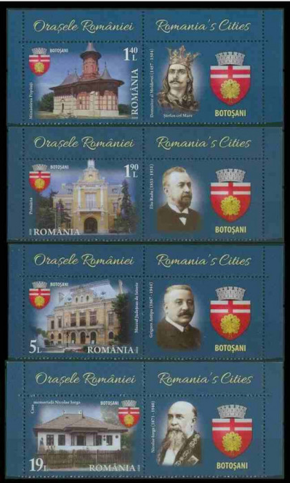ROMANIA 2020, Orasele Romaniei. Botosani, Vinieta, serie neuzata, MNH, 2269