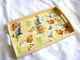 Tava lemn decorata manual cu elemente florale 26070