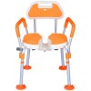 Scaun de baie/dus din aluminiu, Linomag&reg;, Reglabil pe inaltime, Ventuze de prindere, Spatar, Manere detasabile, Suport dus, Spalare multi-directionala