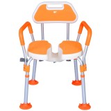 Cumpara ieftin Scaun de baie/dus din aluminiu, Linomag&reg;, Reglabil pe inaltime, Ventuze de prindere, Spatar, Manere detasabile, Suport dus, Spalare multi-directionala