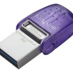 Card memorie Kingston DataTraveler microDuo 3C 128GB USB Stick (Purple/Transparent, USB-A 3.2 Gen 1, USB-C 3.2 Gen 1)