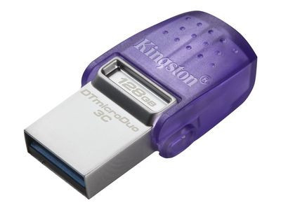 Card memorie Kingston DataTraveler microDuo 3C 128GB USB Stick (Purple/Transparent, USB-A 3.2 Gen 1, USB-C 3.2 Gen 1)