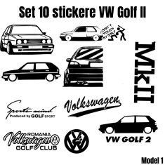 Set 10 Stickere Volkswagen Golf 2 , Autocolante Personalizate