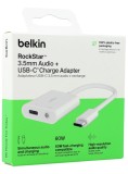 Belkin Usb-c To 3.5mm Audio + Usb-c Charge Adapter V2 Fast Charge 60w White