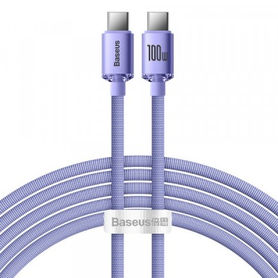 Cablu Date si Incarcare USB-C - USB-C Baseus Crystal Shine Series, 100W, 2m, Mov CAJY000705 foto