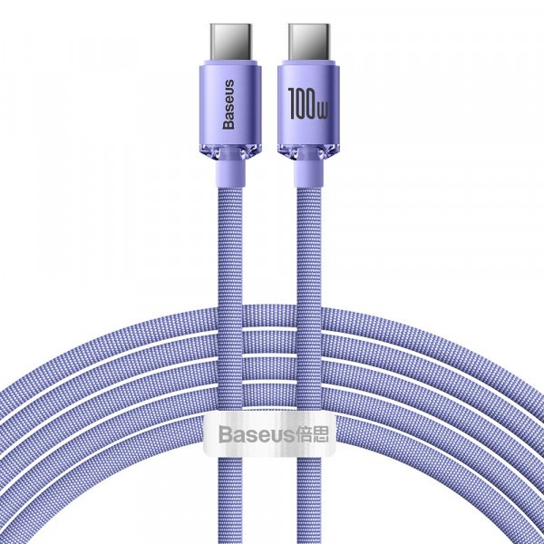 Cablu Date si Incarcare USB-C - USB-C Baseus Crystal Shine Series, 100W, 2m, Mov CAJY000705