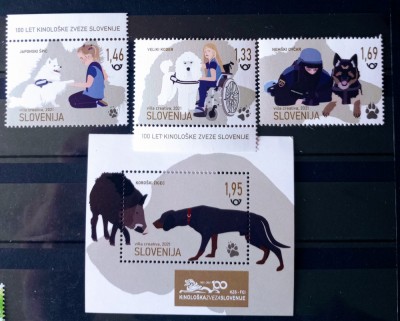 SLOVENIA 2021 animale fauna CAINI DE RASA,ANIMALE SERIE+BLOC MNH foto