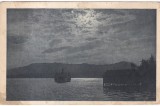 Postcard Peisaj Nocturn cu Lacustra Circulata 1920 Dimensiune 14 x 9 cm Stare Buna