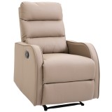 HOMCOM Fotoliu Reclinabil 160&deg; cu Suport pentru Picioare, din Piele PU, Lemn și Oțel, 65x89x100 cm, Maro Deschis | Aosom Romania