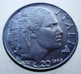 1.786 ITALIA WWII VITTORIO EMANUELE III 20 CENTESIMI 1943 R MAGNETIC, Europa
