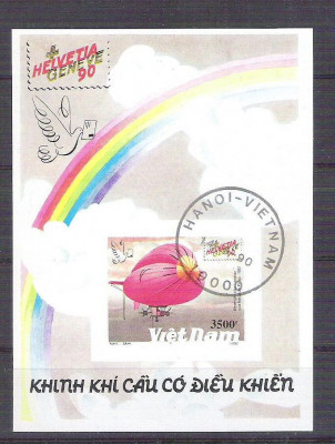 Vietnam 1990 Ballons, imperf. sheet, used AB.039 foto