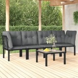 Cumpara ieftin Set mobilier de grădină, 5 piese, negru/gri, poliratan