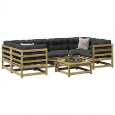 vidaXL Set canapea de grădină, 7 piese, lemn de pin tratat