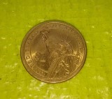 G995-I- Moneda George Wasinghton 1 Dollar cupru aurit aniversare 100 ani 2007 stare buna, diam. 2,7 cm.