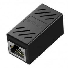 Adaptor / Mufa de prelungire cablu retea cat6, UTP / FTP / RJ45, Active, mama-mama, negru, prelungitor cablu internet cat.6 gigabit coupler, contacte